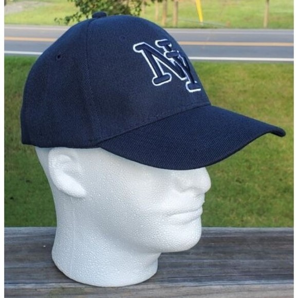 New York Yankees Wool Blend Hat Adjustable Embroidered Navy Blue Unbranded - Picture 3 of 7